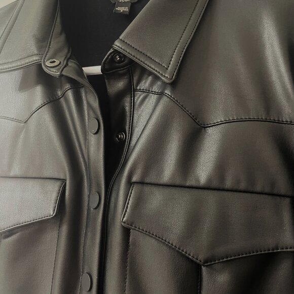 GUESS Faux Leather Button Up Jacket - Size Small - Picture 3 of 9